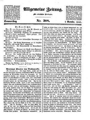 Allgemeine Zeitung Donnerstag 4. November 1841