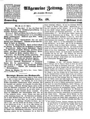Allgemeine Zeitung Donnerstag 17. Februar 1842