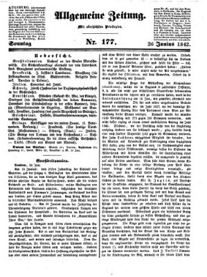 Allgemeine Zeitung Sonntag 26. Juni 1842