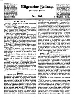Allgemeine Zeitung Donnerstag 8. September 1842