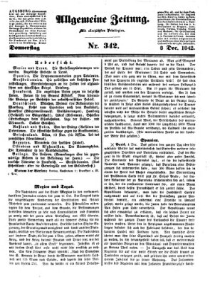 Allgemeine Zeitung Donnerstag 8. Dezember 1842
