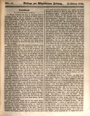 Allgemeine Zeitung Donnerstag 10. Februar 1842