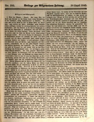 Allgemeine Zeitung Samstag 20. August 1842