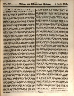 Allgemeine Zeitung Sonntag 4. September 1842