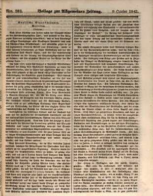 Allgemeine Zeitung Sonntag 9. Oktober 1842