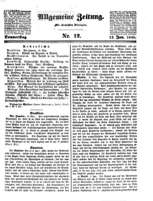 Allgemeine Zeitung Donnerstag 12. Januar 1843