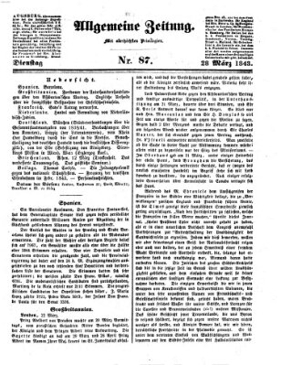Allgemeine Zeitung Dienstag 28. März 1843
