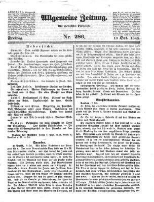 Allgemeine Zeitung Freitag 13. Oktober 1843