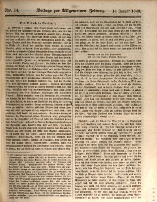Allgemeine Zeitung Samstag 14. Januar 1843