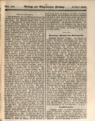 Allgemeine Zeitung Donnerstag 13. April 1843