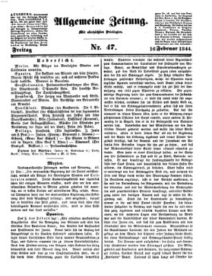 Allgemeine Zeitung Freitag 16. Februar 1844
