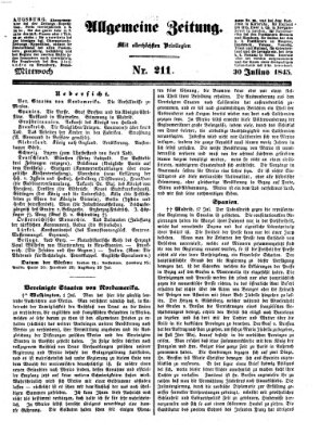 Allgemeine Zeitung Mittwoch 30. Juli 1845