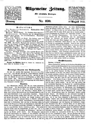 Allgemeine Zeitung Montag 18. August 1845