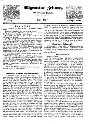 Allgemeine Zeitung Freitag 5. September 1845