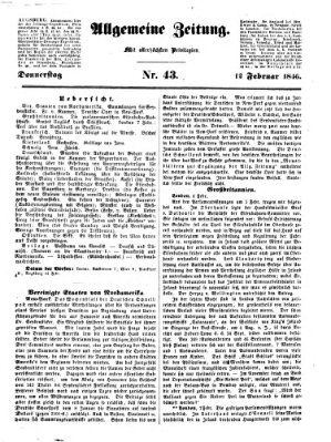 Allgemeine Zeitung Donnerstag 12. Februar 1846