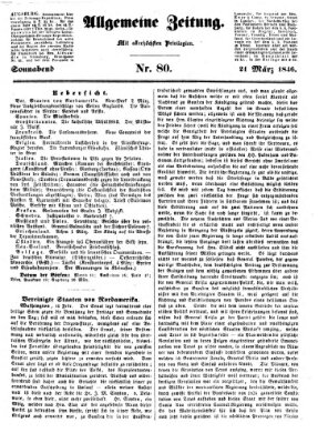 Allgemeine Zeitung Samstag 21. März 1846