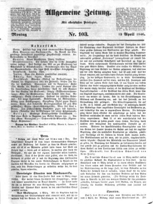 Allgemeine Zeitung Montag 13. April 1846