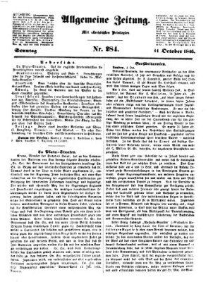 Allgemeine Zeitung Sonntag 11. Oktober 1846