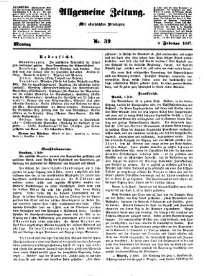 Allgemeine Zeitung Montag 8. Februar 1847