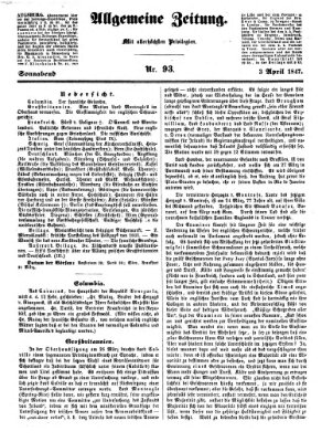 Allgemeine Zeitung Samstag 3. April 1847