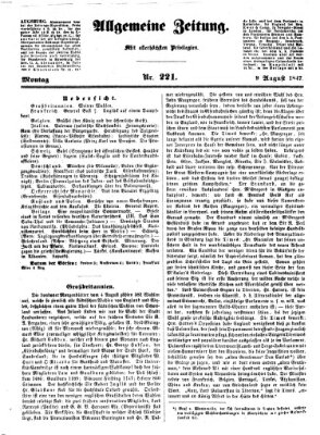 Allgemeine Zeitung Montag 9. August 1847