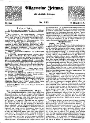 Allgemeine Zeitung Freitag 13. August 1847