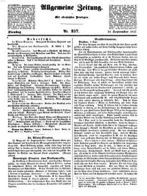 Allgemeine Zeitung Dienstag 14. September 1847