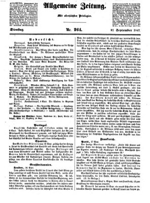 Allgemeine Zeitung Dienstag 21. September 1847