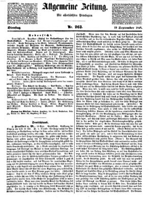 Allgemeine Zeitung Dienstag 19. September 1848