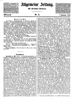 Allgemeine Zeitung Mittwoch 3. Januar 1849