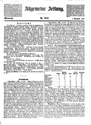 Allgemeine Zeitung Mittwoch 1. August 1849