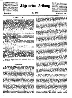 Allgemeine Zeitung Samstag 6. Oktober 1849