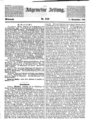 Allgemeine Zeitung Mittwoch 14. November 1849