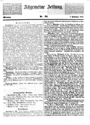 Allgemeine Zeitung Montag 3. Februar 1851