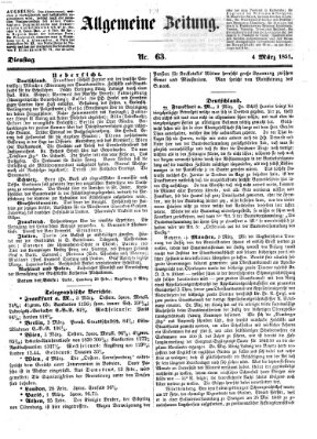 Allgemeine Zeitung Dienstag 4. März 1851