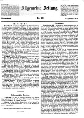 Allgemeine Zeitung Samstag 22. Januar 1853