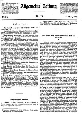 Allgemeine Zeitung Dienstag 15. März 1853