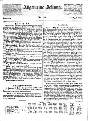 Allgemeine Zeitung Dienstag 19. April 1853