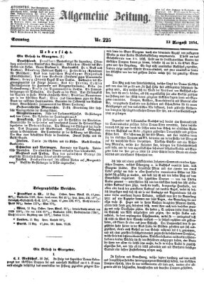 Allgemeine Zeitung Sonntag 13. August 1854