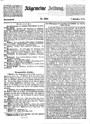 Allgemeine Zeitung Samstag 7. Oktober 1854