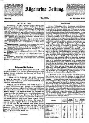 Allgemeine Zeitung Freitag 20. Oktober 1854