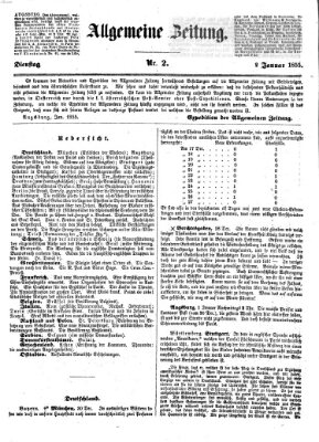 Allgemeine Zeitung Dienstag 2. Januar 1855