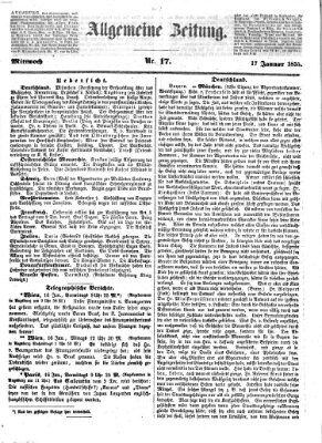 Allgemeine Zeitung Mittwoch 17. Januar 1855