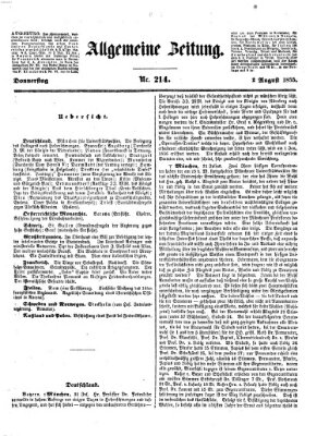 Allgemeine Zeitung Donnerstag 2. August 1855