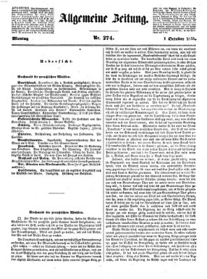 Allgemeine Zeitung Montag 1. Oktober 1855