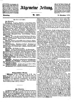 Allgemeine Zeitung Sonntag 14. Oktober 1855