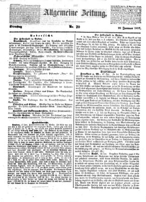 Allgemeine Zeitung Dienstag 20. Januar 1857