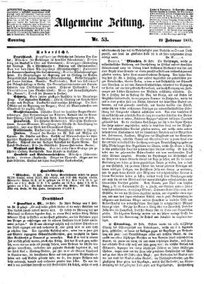 Allgemeine Zeitung Sonntag 22. Februar 1857