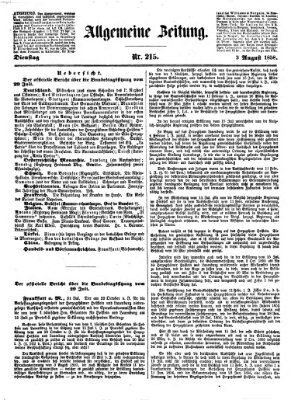 Allgemeine Zeitung Dienstag 3. August 1858