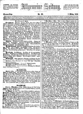 Allgemeine Zeitung Donnerstag 3. März 1859